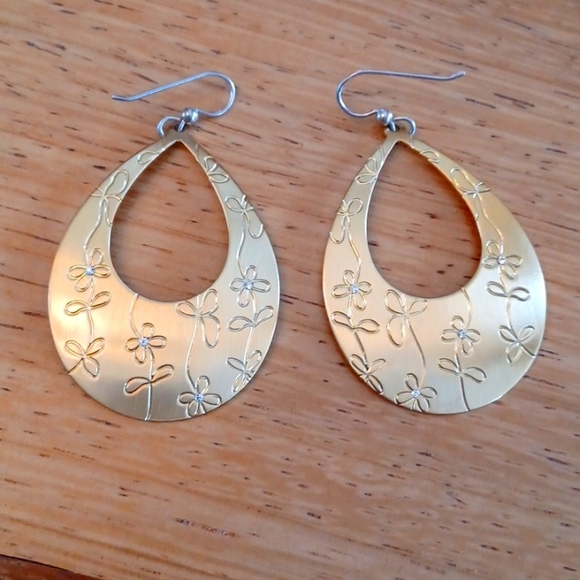 Brighton Gold-Tone Teardrop Hoop Earrings - Picture 3 of 4